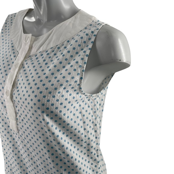 Orvis 100% Cotton Sleeveless Dress in White & Blue Small Polka Dots Size Medium - Picture 3 of 10